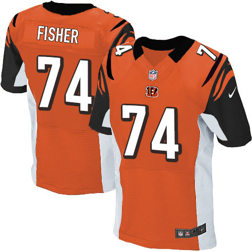 Men's Elite Jake Fisher Nike Jersey Orange Alternate - #74 NFL Cincinnati Bengals